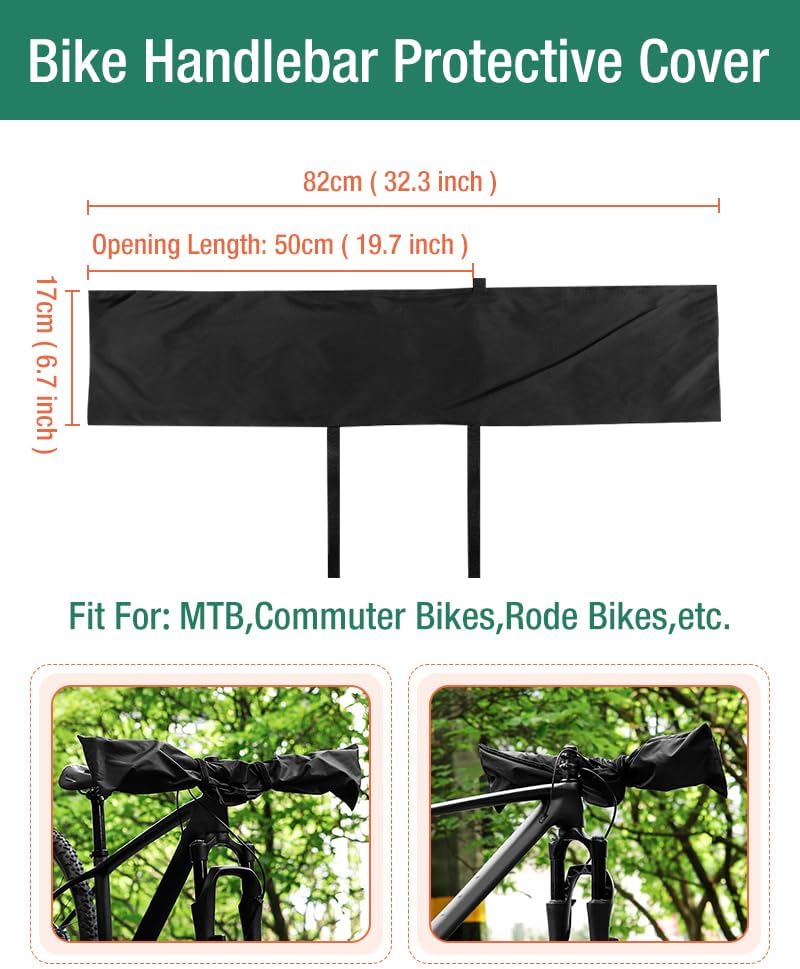 XIUWK 2-Piece Bike Cover for Handlebar,Easy to Install and disassemble.2P-Standard  1P-Large Bicycle Handlebar Cover Waterproof