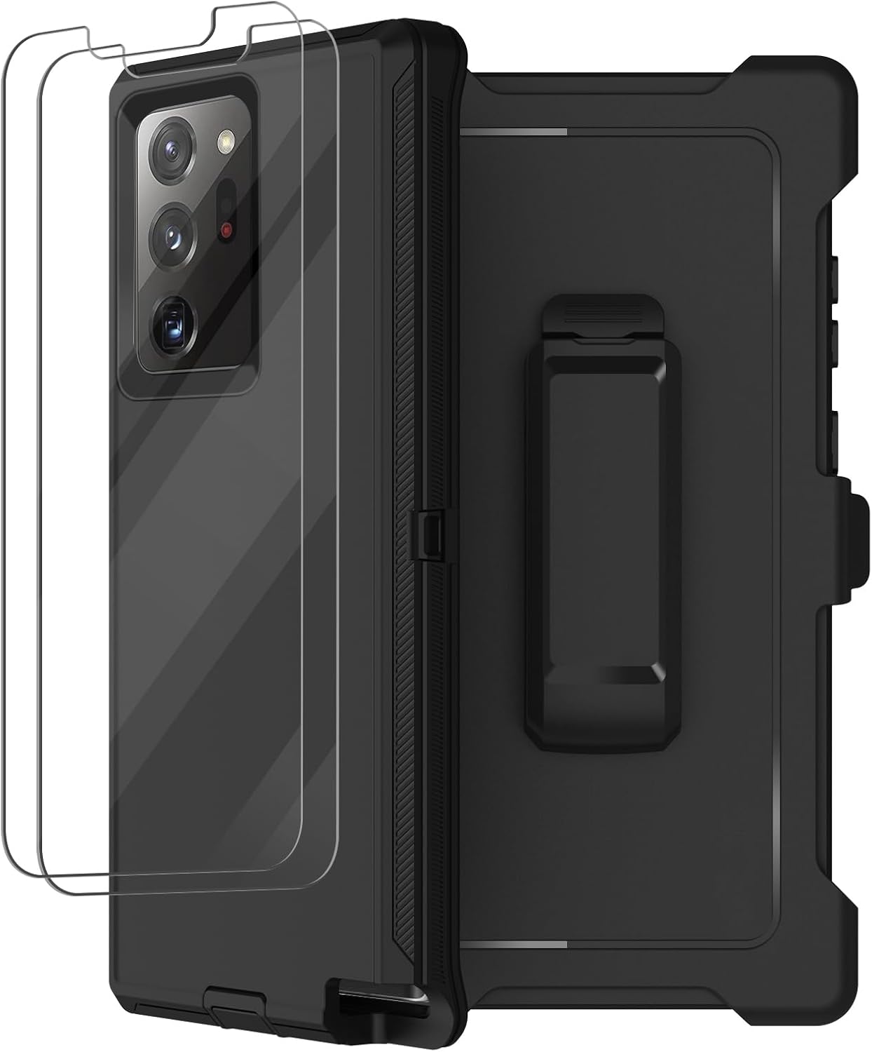Funda para Galaxy Note 20 Ultra con funda de clip para cinturón, 2 protectores de pantalla, grado militar, cuerpo completo, resistente, a prueba de