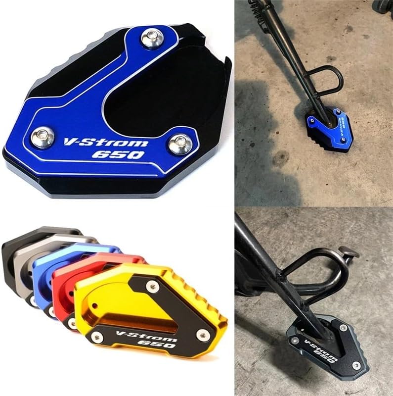 Z for Suzuki V-Strom 650XT VSTROM 650 DL650 2004-2022 2021 Motorcycle CNC Kickstand Foot Side Stand Extension Pad Support Plate Y (Color  Gray)