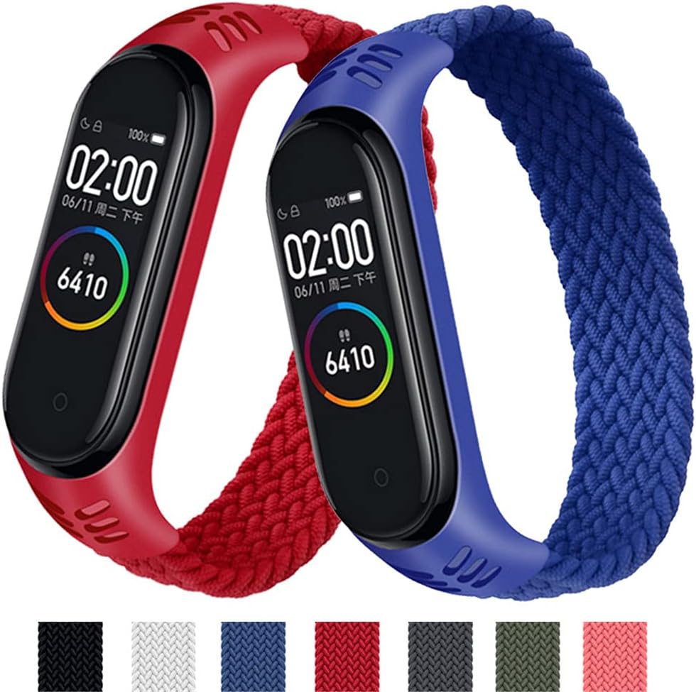Banda para Xiaomi Mi Band 5 6 7 Bandas, Mujeres Hombres Suave Elástico Trenzado Solo Loop Nylon Sport Reemplazo Pulsera para Mi Band 4 3 Fibras