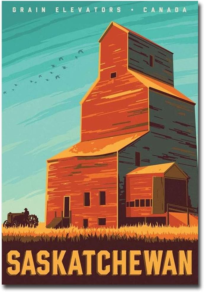 Imán para refrigerador con diseño de arte vintage de Saskatchewan de Canadá, tamaño 2.5 x 3.5 pulgadas
