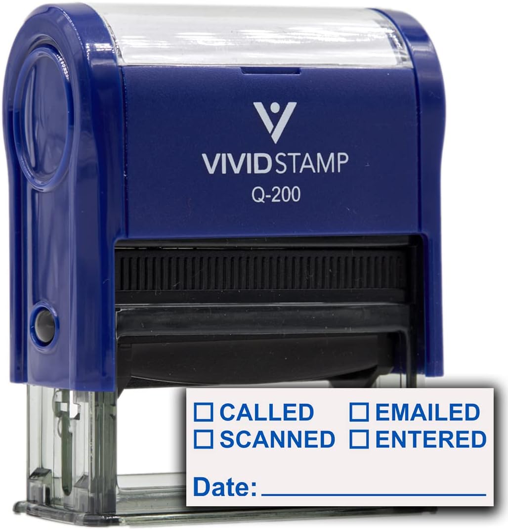 Llamado  Escaneado  Enviado por correo electrónico con sello de goma de oficina autoentintado de línea de fecha (tinta azul) – Q-200