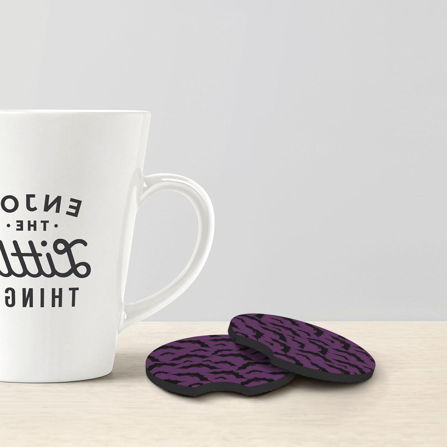 Portavasos de automóvil de murciélago de Halloween para mujeres y hombres, tapete decorativo absorbente de goma para taza de automóvil con parte