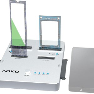 AOKO Estación de acoplamiento de disco duro SATA 3 en 1 de doble bahía para SSD y HDD SATA de 2.5 pulgadas3.5 pulgadas + SSD mSATA o SSD SATA M.2 AOKO Estación de acoplamiento de disco duro SATA 3 en 1 de doble bahía para SSD y HDD SATA de 2.5 pulgadas3.5 pulgadas + SSD mSATA o SSD SATA M.2