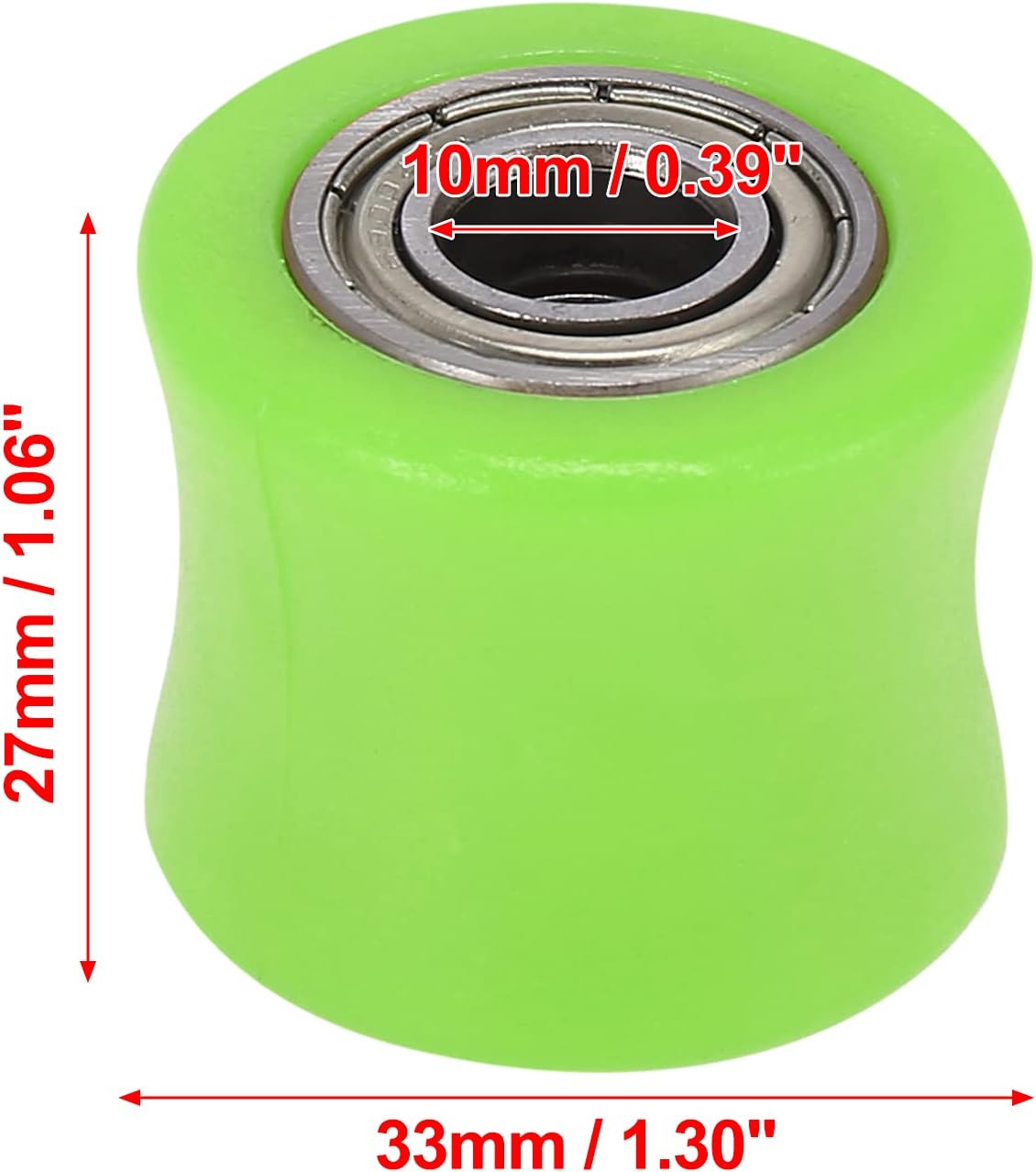 Motoforti 0.394 in agujero 1.063×1.299 in cadena rodillo polea deslizante tensor rueda guía verde para motocicleta ATV