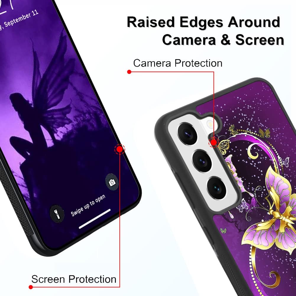 OOK Funda compatible con Samsung Galaxy S23 Plus, diseño de mariposa, nebulosa, espacial, policarbonato duro+TPU suave, antideslizante, ultrafina,
