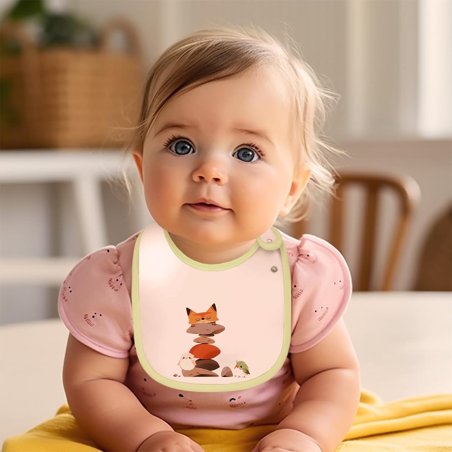 Maiwa Paquete de 6 baberos de algodón impermeables con broches para bebés, niños y niñas, dentición babeo y alimentación