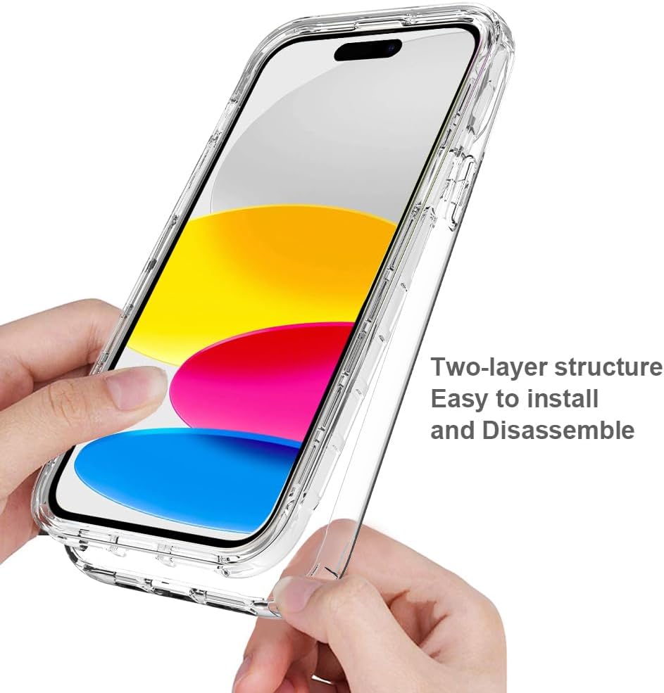 HAII Funda transparente para iPhone 15, delgada y delgada, de cristal bicapa, a prueba de golpes, funda protectora para iPhone 15 de 6.1 pulgadas