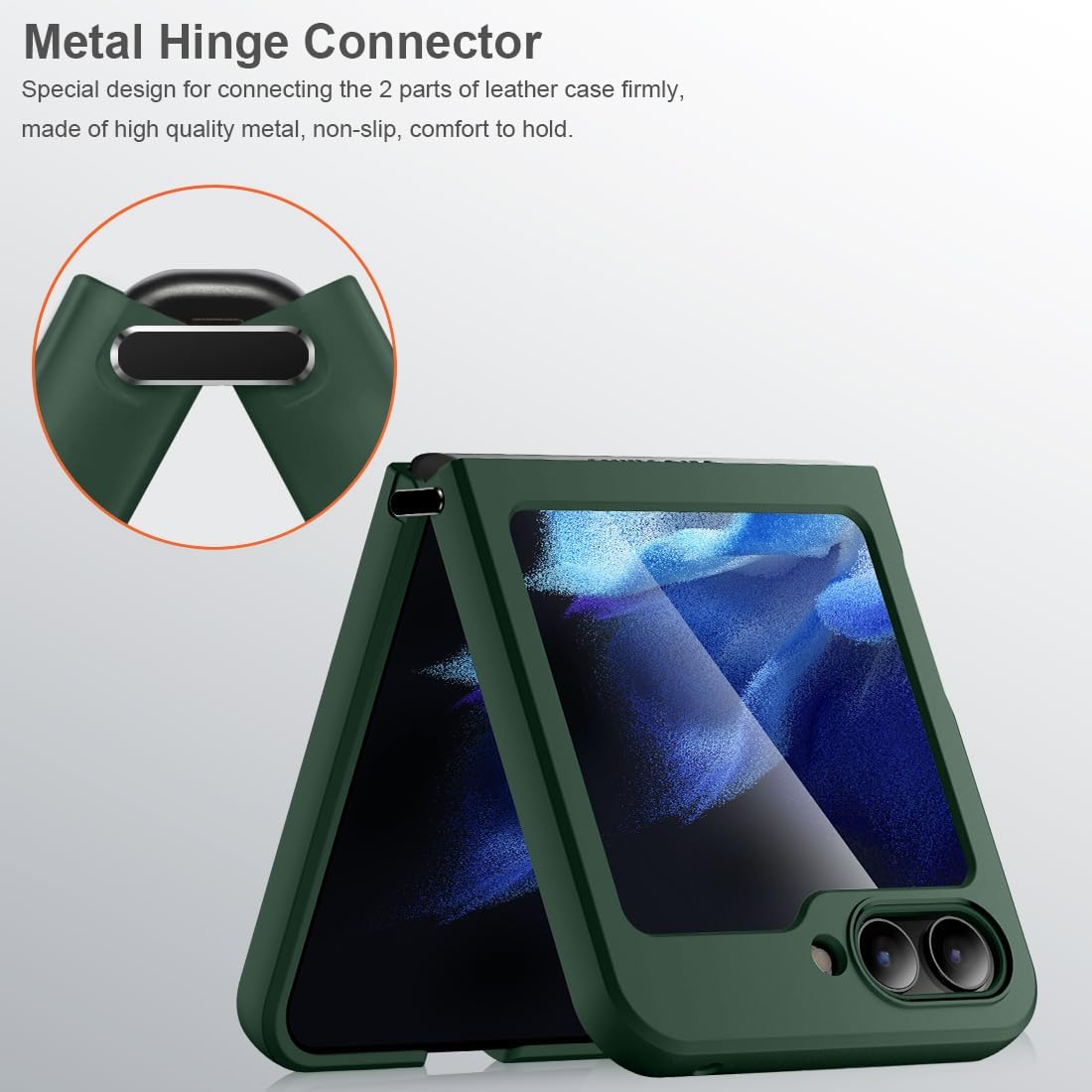 MALEWOLF Funda protectora para Samsung Galaxy Z Flip 5, antiarañazos Flip 5 protector de pantalla secundaria y protector de cámara con conector de