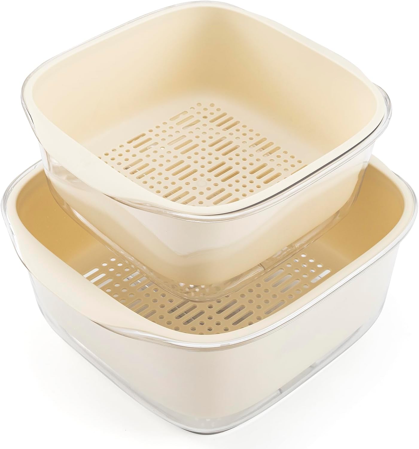 Juego de coladores y coladores 2 en 1 con cuenco, 4 coladores de frutas, cuenco de limpieza de frutas, colador multiuso, colador de frutas, cesta de