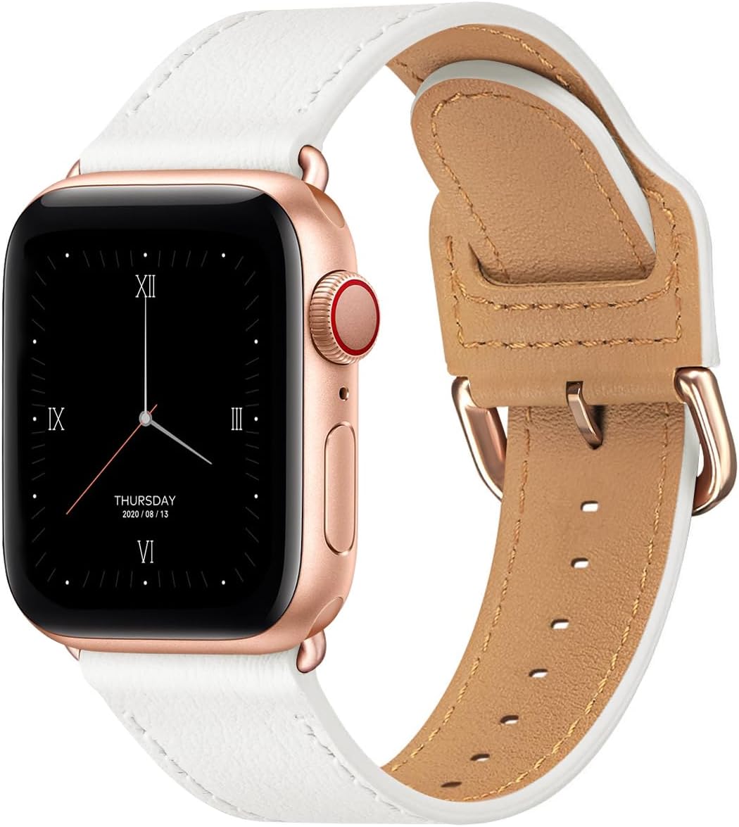 Power Primacy – Correas para reloj compatibles con Apple Watch de 38 40 42 44mm, correa de cuero de grano superior para reloj inteligente compatible
