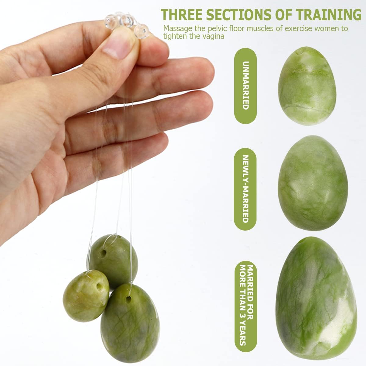 FERCAISH Juego de piedras de masaje de huevos, 3 piezas de piedra natural de masaje, bolas de liberación de ejercicio para el estrés para mujeres