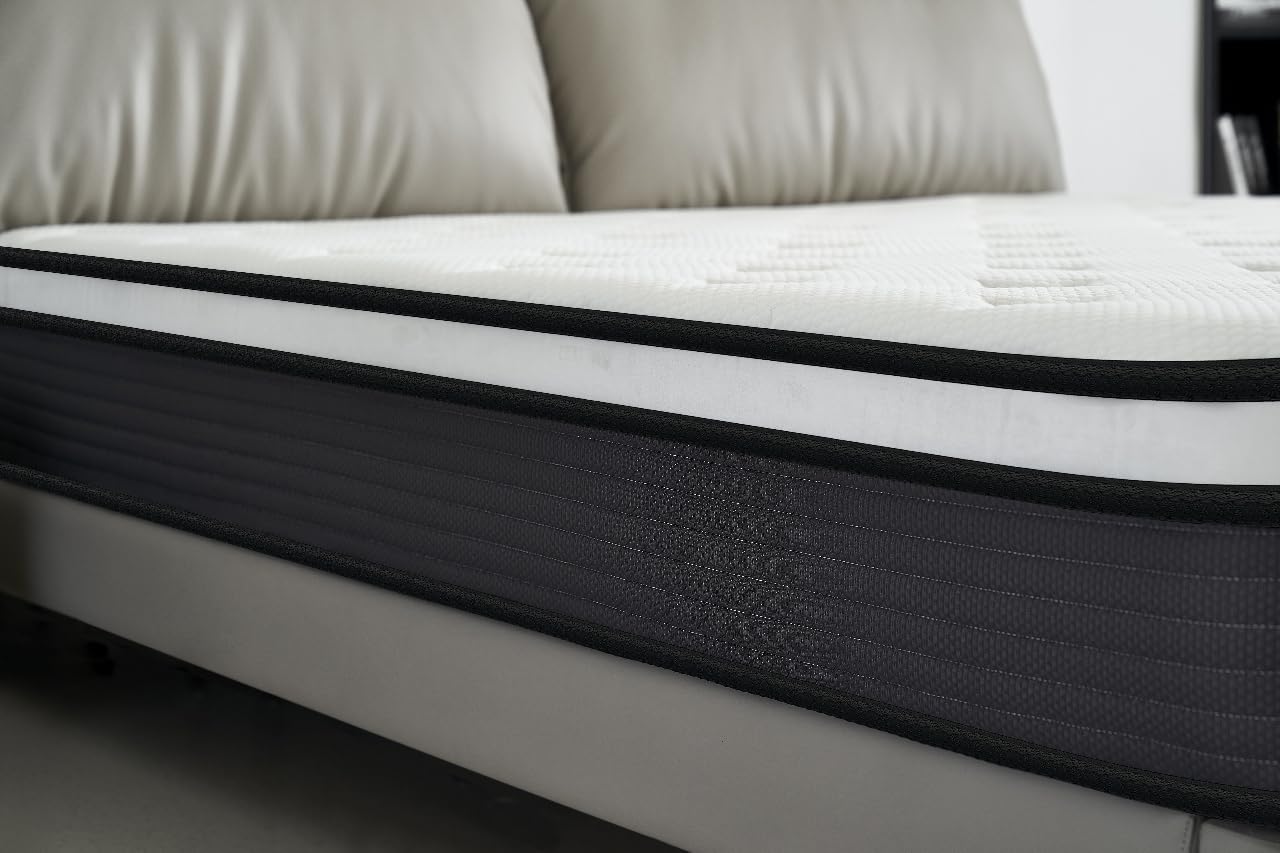 Container Furniture Direct Colchón híbrido tamaño Queen de 10 pulgadas en una caja, cojín de cama con diseño transpirable e hipoalergénico, firmeza