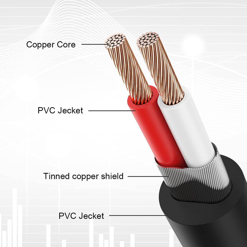 Duttek Cable RCA de 90 grados de 3 pies  3.3 ft, cable RCA doble en ángulo recto macho a macho chapado en oro, cable de audio RCA para