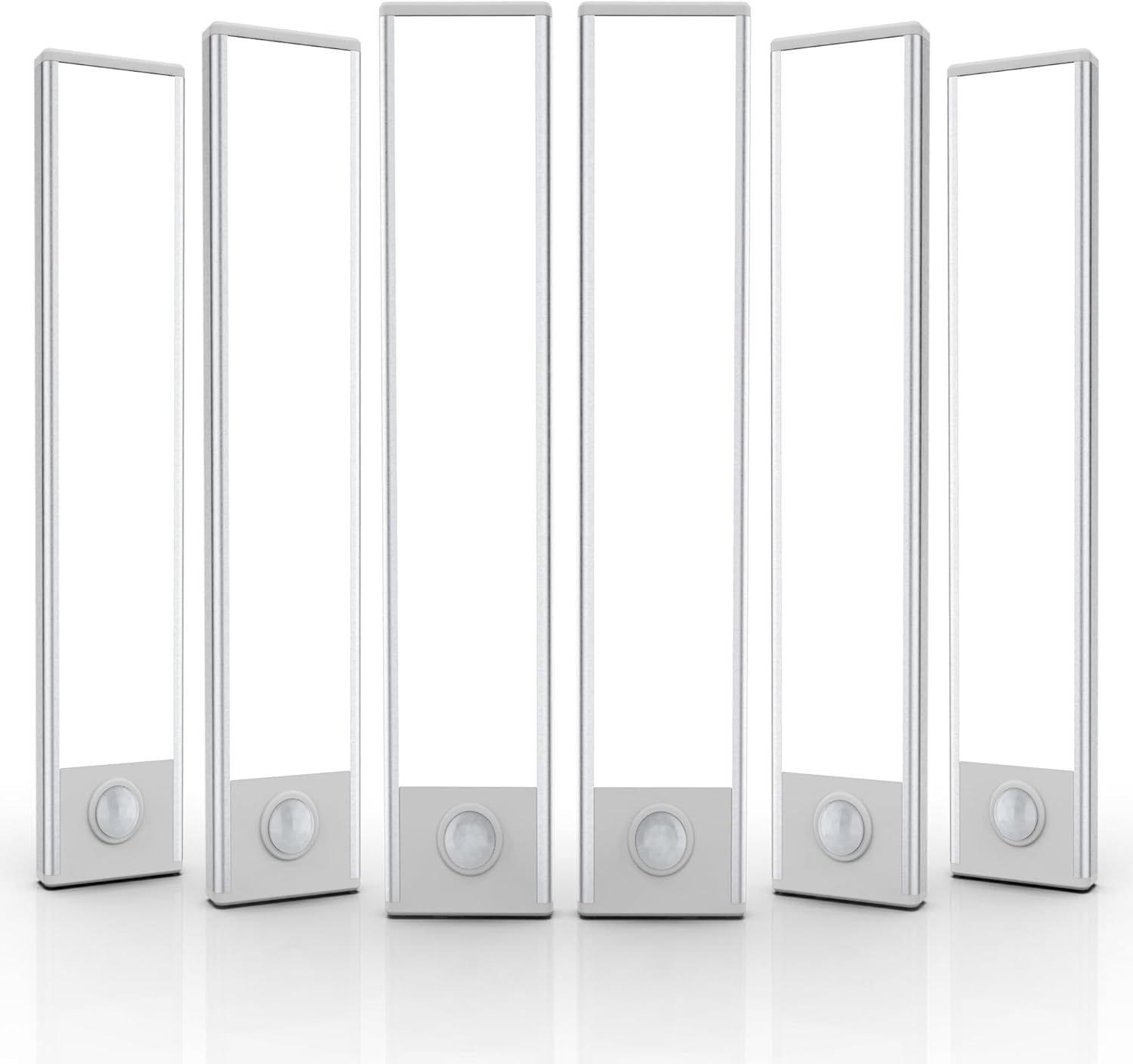 Luces para debajo del gabinete, 30 luces LED con sensor de movimiento para interiores, paquete de 6 luces inalámbricas recargables por USB para