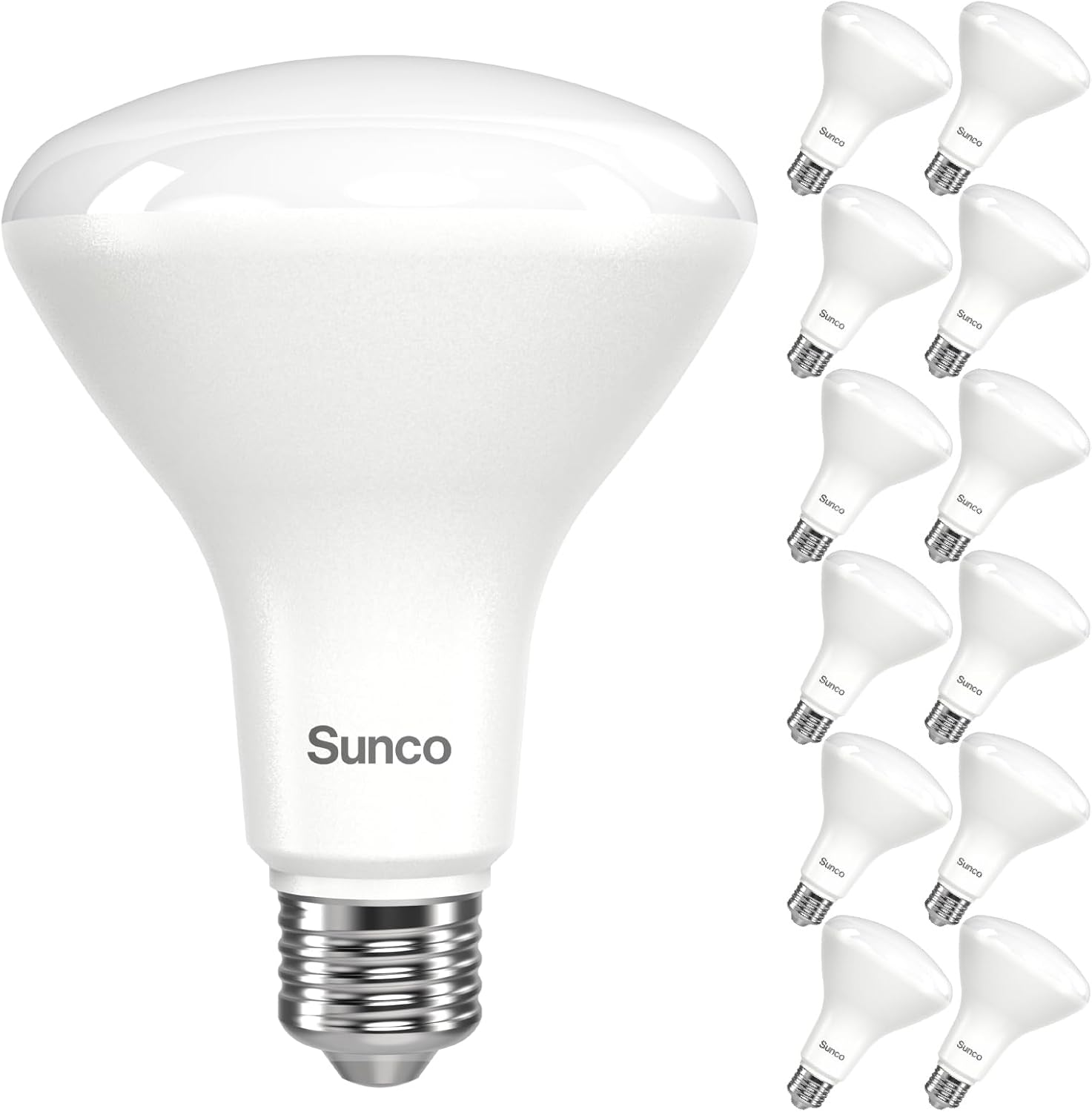 Sunco – Paquete de 12 bombillas LED BR30, alto rendimiento de 1200 LM, luces de inundación para interiores, equivalente a 11 W, 65 W, 3000 K