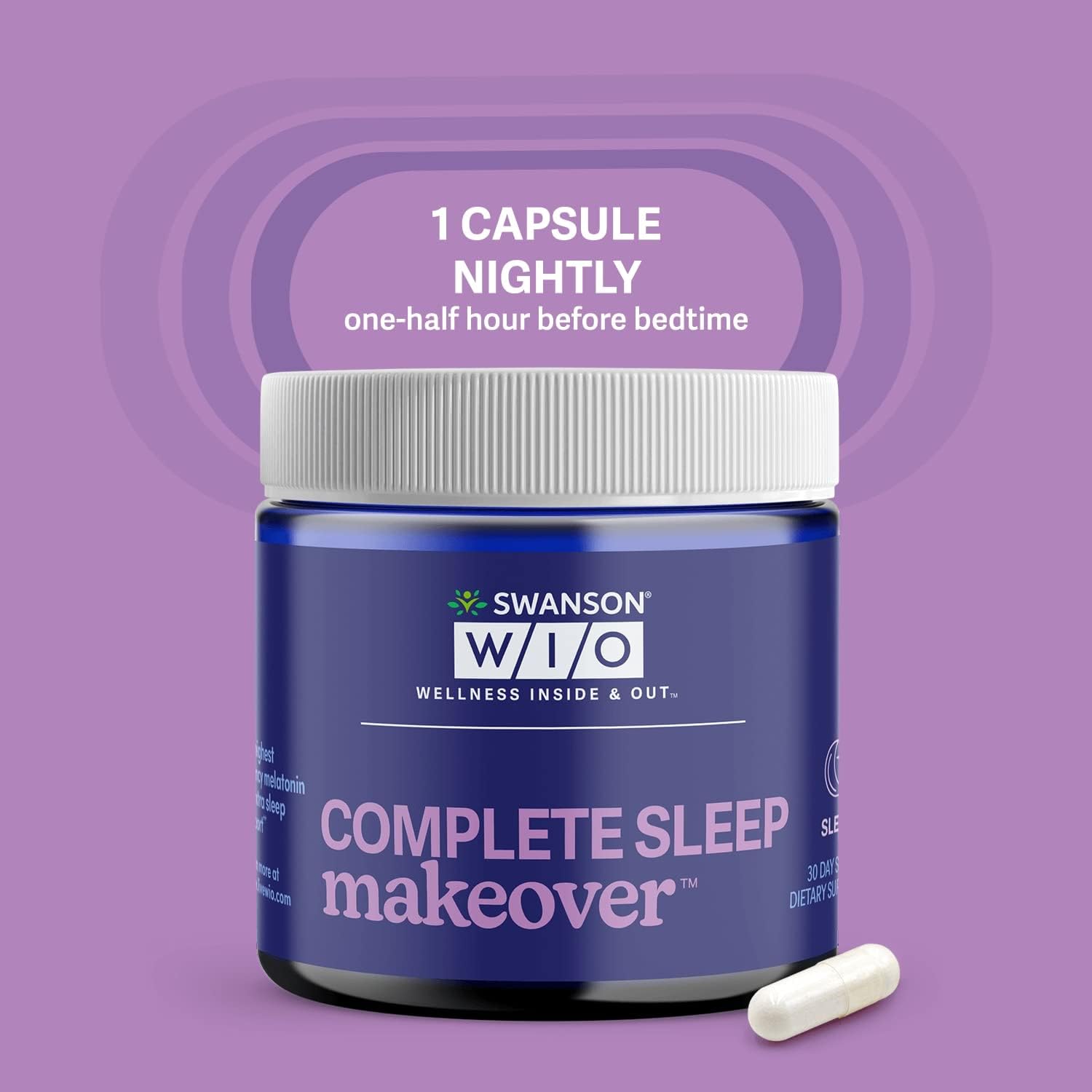 Swanson WIO Complete Sleep Makeover para un mejor sueño, relajación, relajación y apoyo del ciclo del sueño circadiano extra fuerte, melatonina 10