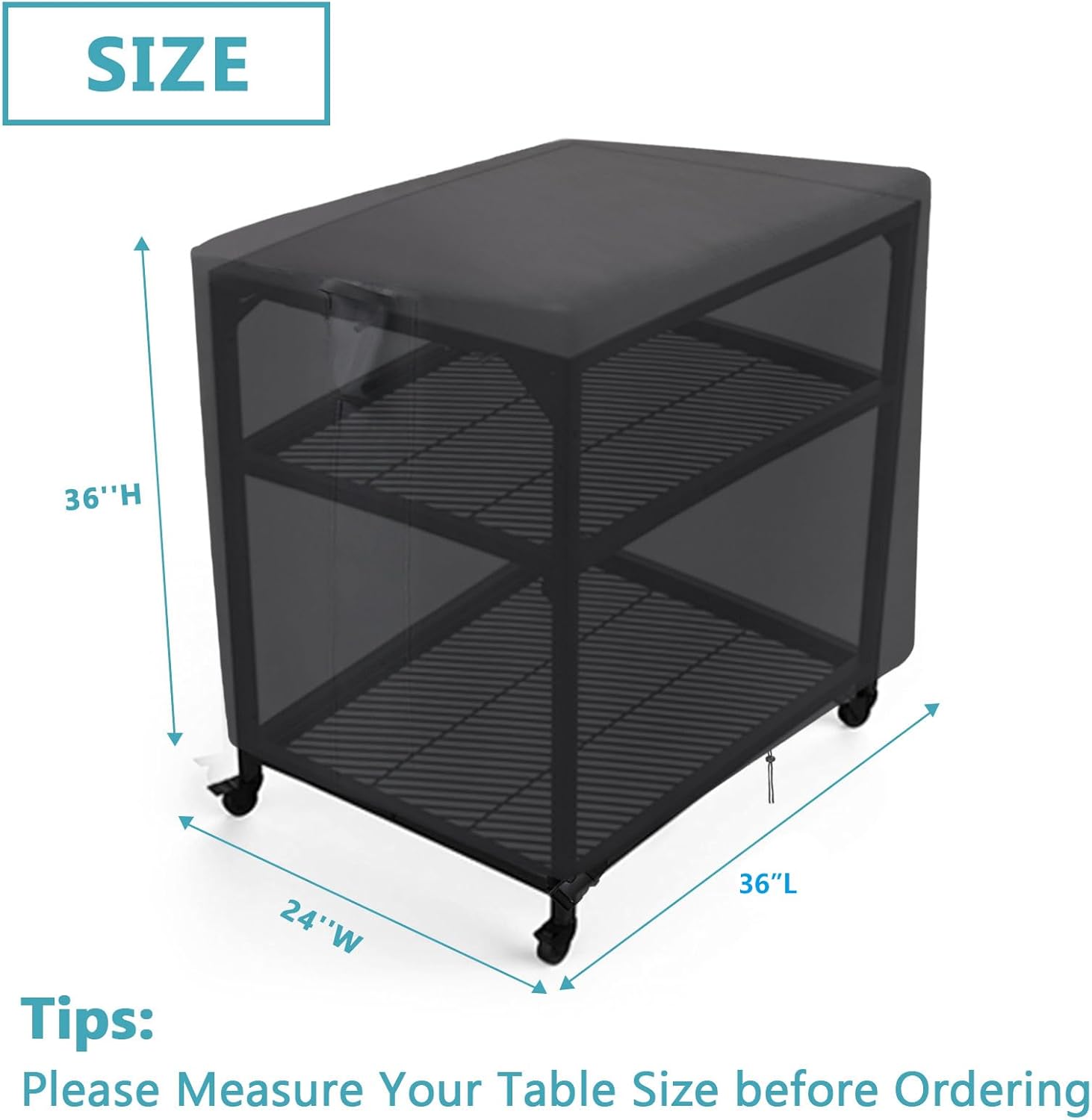 Hengme Cubierta de mesa de preparación al aire libre, 36 pulgadas, impermeable, para mesa de acero inoxidable, cubierta de mesa de barbacoa de metal
