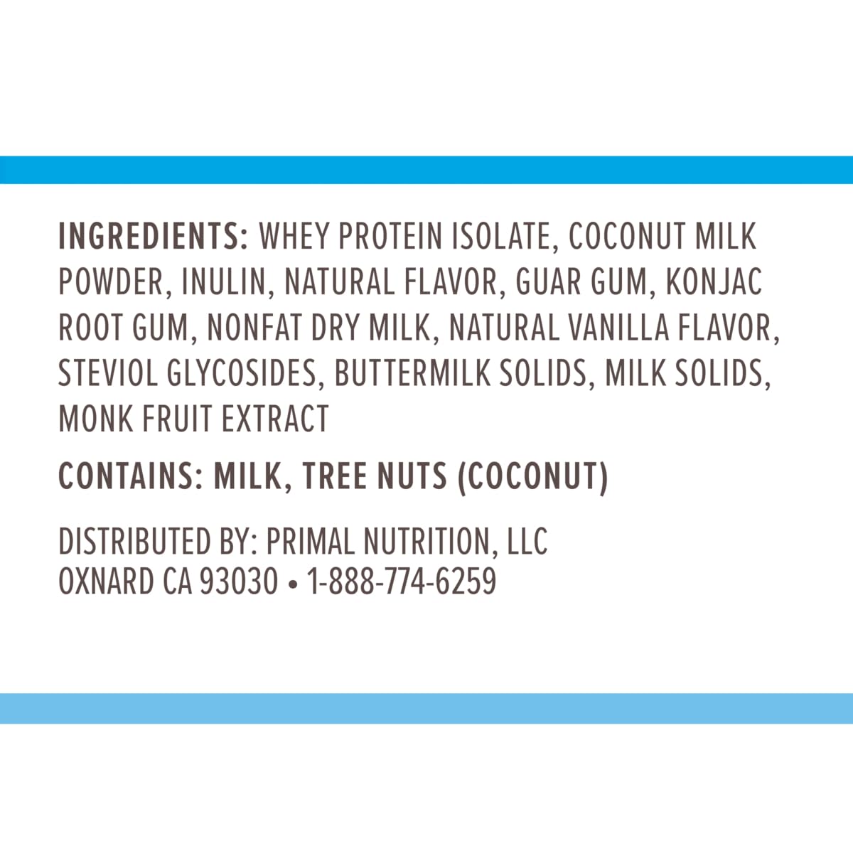 Primal Kitchen Primal Fuel – Mezcla de bebidas de proteína de suero de coco y vainilla, sin gluten y soja, 1.85 libras