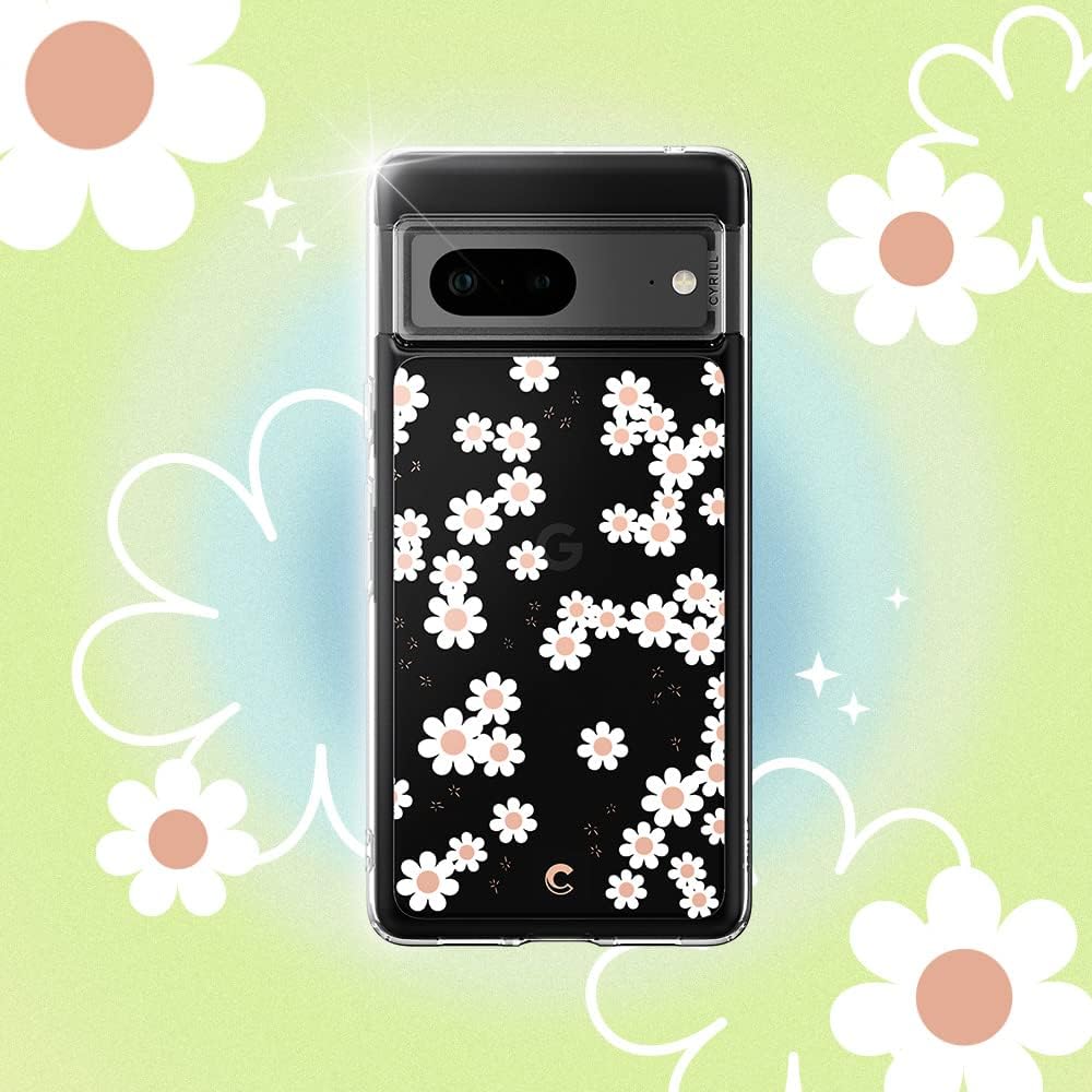 CYRILL Cecile – Funda compatible con Google Pixel 7 5G (2022), Pixel 7 transparente con diseño floral para mujer, perfil de ajuste delgado,