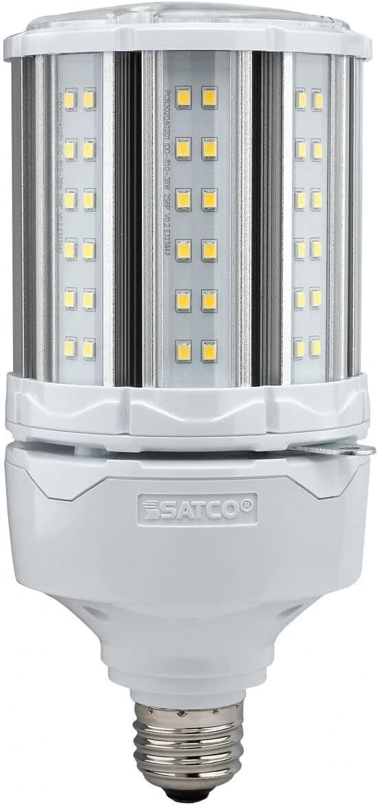 Satco S39392 Hi-Pro – 7.34 pulgadas 36W LED HID lámpara de repuesto de base media, temperatura de color 5000, color final blanco