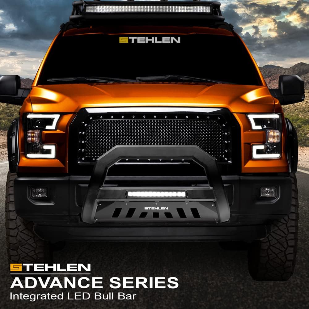 Stehlen 733469493044 Compatible con Dodge Ram 15002019-2022 Classic Advance Series Aluminio LED Bull Bar – Negro mate