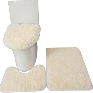 Juego de 3 alfombras de baño, tapete de baño, tapete en U, funda de asiento de inodoro suave de 3 a 1.6 in, de felpa, absorbente de agua, Juego de 3 alfombras de baño, tapete de baño, tapete en U, funda de asiento de inodoro suave de 3 a 1.6 in, de felpa, absorbente de agua,