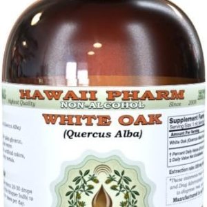 Hawaii Pharm Extracto líquido sin alcohol de roble blanco, roble blanco orgánico (Quercus Alba), suplemento herbario natural de glicerita de corteza Hawaii Pharm Extracto líquido sin alcohol de roble blanco, roble blanco orgánico (Quercus Alba), suplemento herbario natural de glicerita de corteza