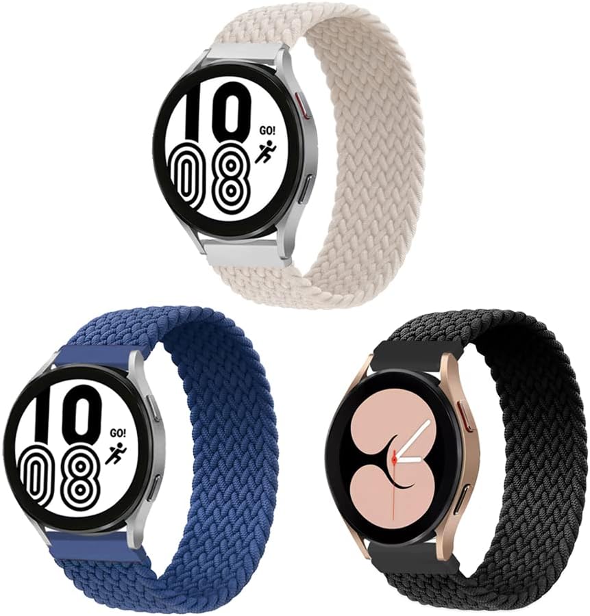ALMNVO Paquete de 3 correas elásticas de nailon trenzado de 0.787in para Samsung Galaxy Watch 5 de 1.575in, 1.732in, 5 Pro de 1.772in, 0.157in,