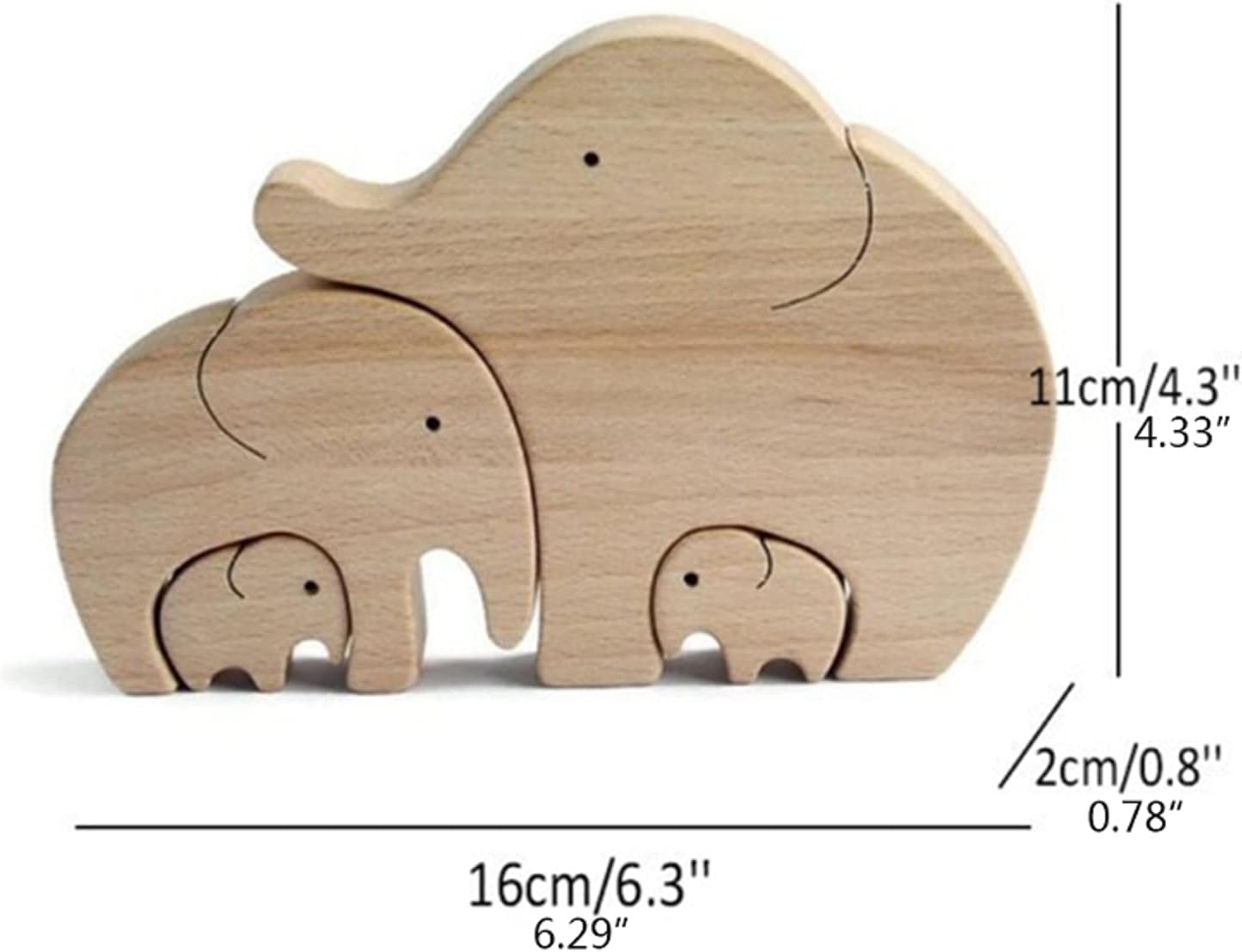 1 juego de elefante de madera para la familia, decoración de elefantes, decoración de elefantes, figuras coleccionables para el hogar, oficina,