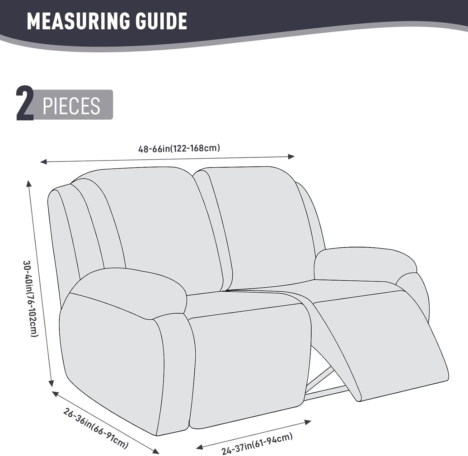 KinCam Fundas reclinables para sofá biplaza, 2 piezas elásticas para sofá reclinable de 2 asientos, fundas protectoras de muebles de jacquard a
