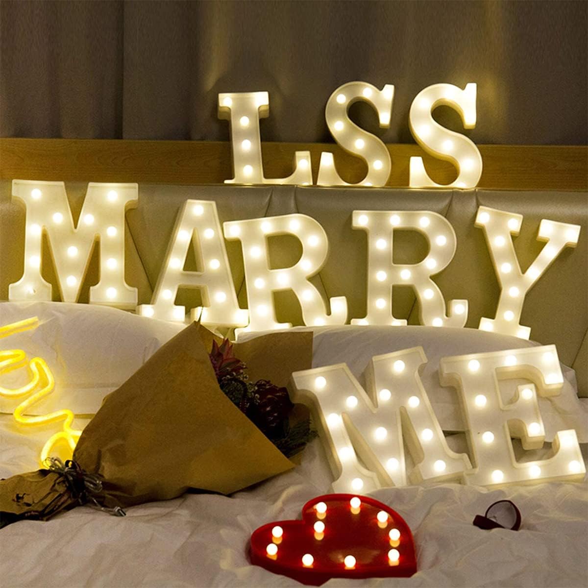Letras iluminadas, letras de marquesina de Laerjin con luces, número decorativo con luz LED, letrero de número iluminado para luz nocturna, boda,