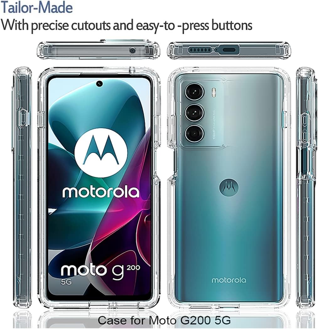 Tothedu Funda para Moto G200 5GEdge S30 XT2175-2 con protector de pantalla de vidrio templado, carcasa protectora de cuerpo completo transparente de