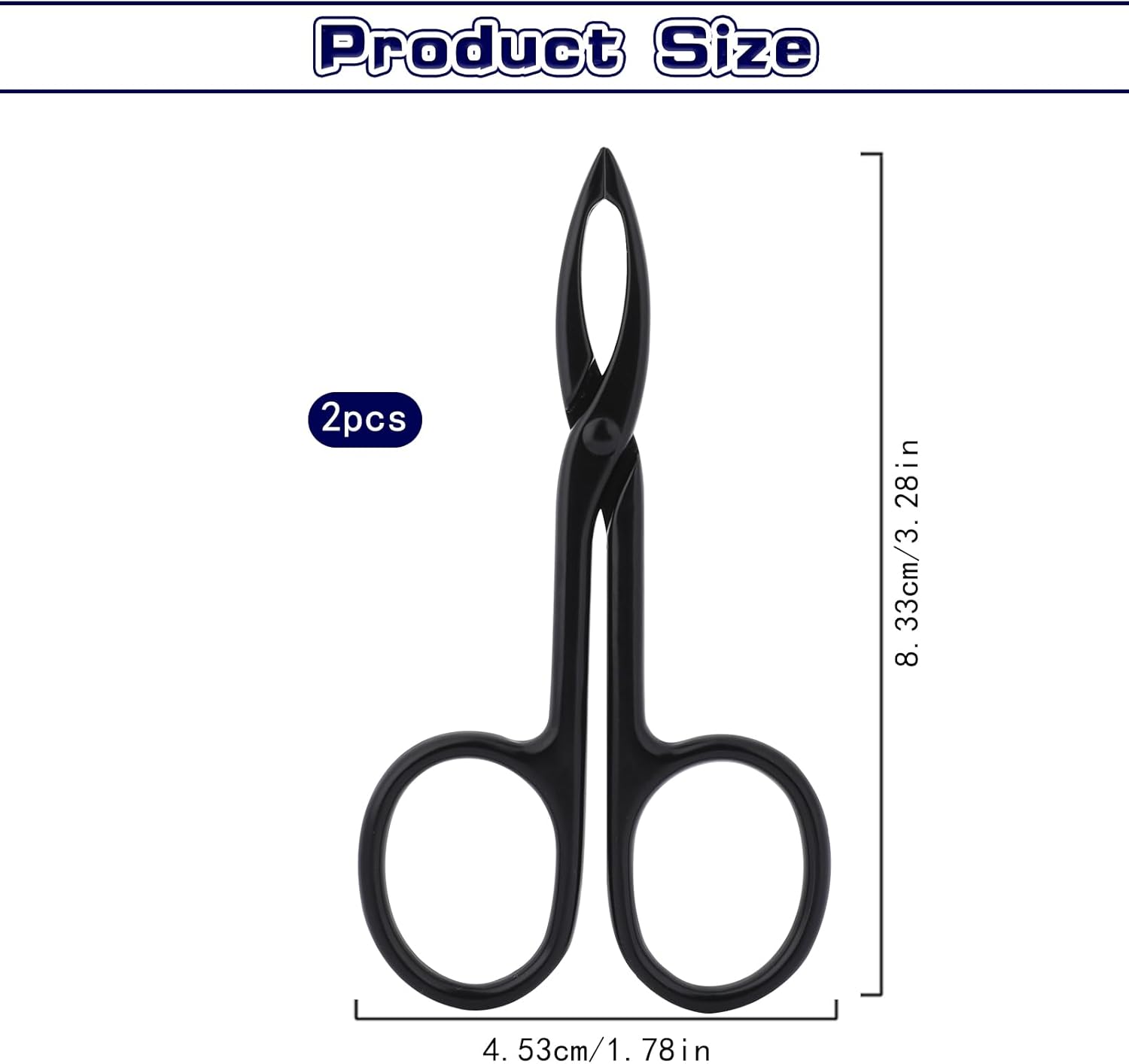 2 pinzas con mango de tijera, punta recta, pinzas para cejas en forma de pinzas para depilación facial (negro y negro)