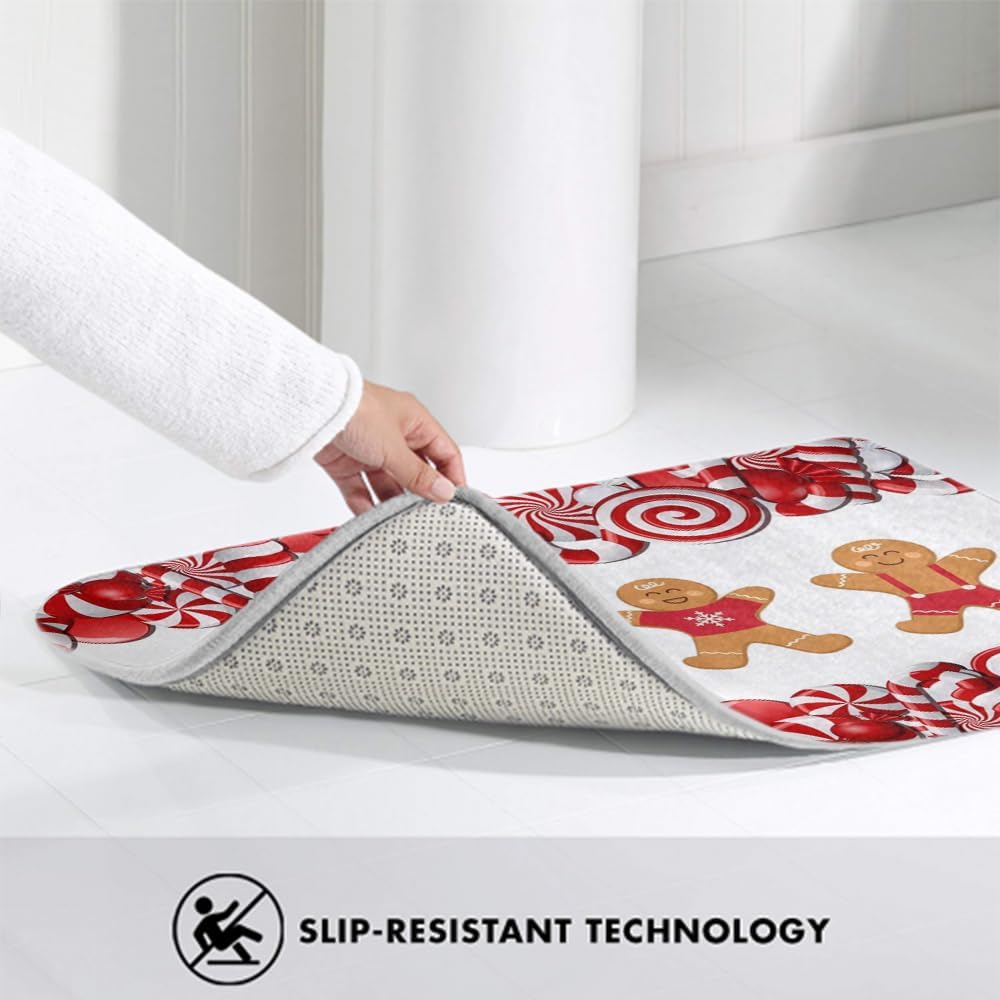 Lollypop Swirl Gingerbread Man Girl Christmas Ginger Woman Boy Design Pan, decoración de baño, 30 x 20 pulgadas, alfombra de baño húmeda y acogedora