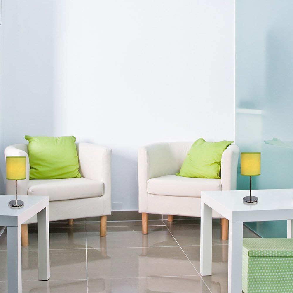 Simple Designs LT2007-GRN – Mini lámpara de mesa básica cromada con pantalla de tela, verde