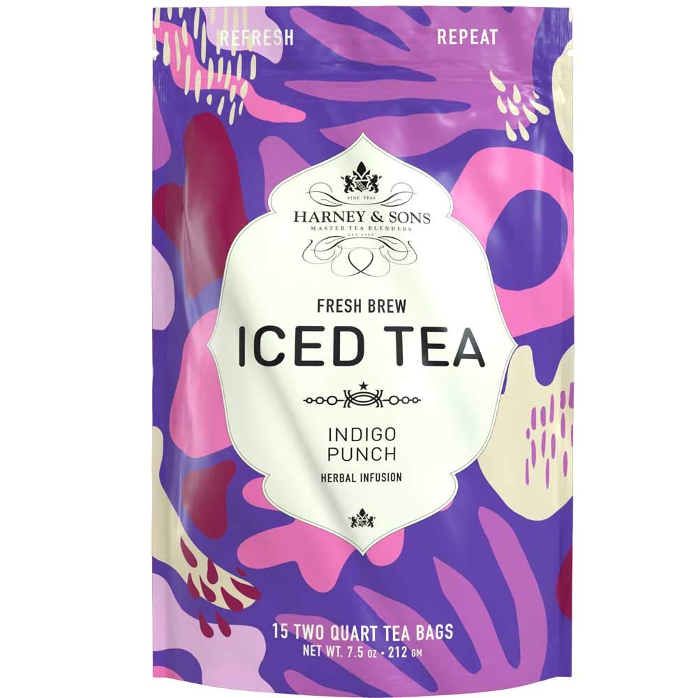 Harney & Sons Indigo Punch – Bolsas de té helado de hierbas, con ct, flor de guisante de mariposa, 15 unidades (paquete de 1)