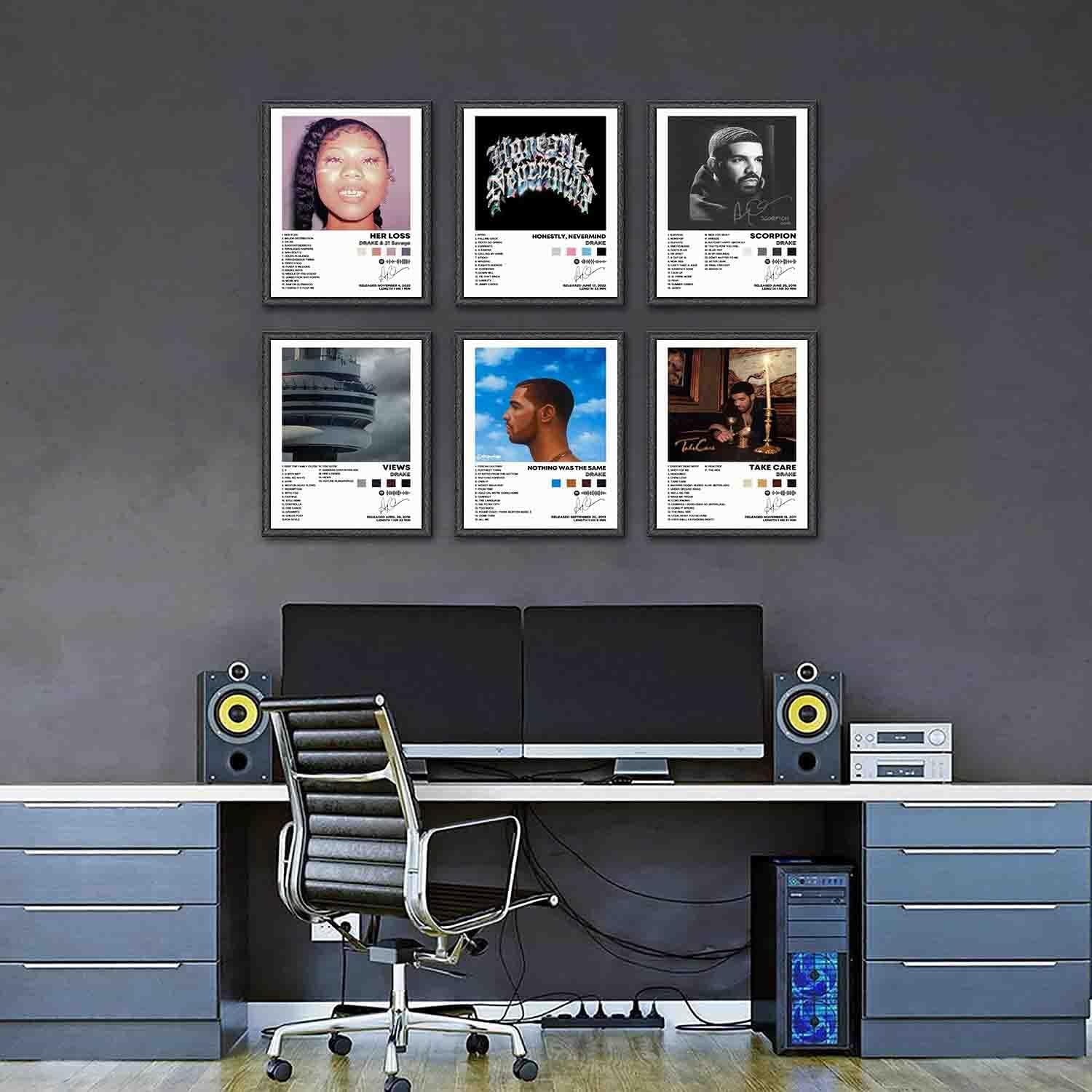 DIDIDO Drake – Póster impreso limitado para portada de álbum, póster de música de rapero, lienzo de arte de pared, juego de 6 para decoración de