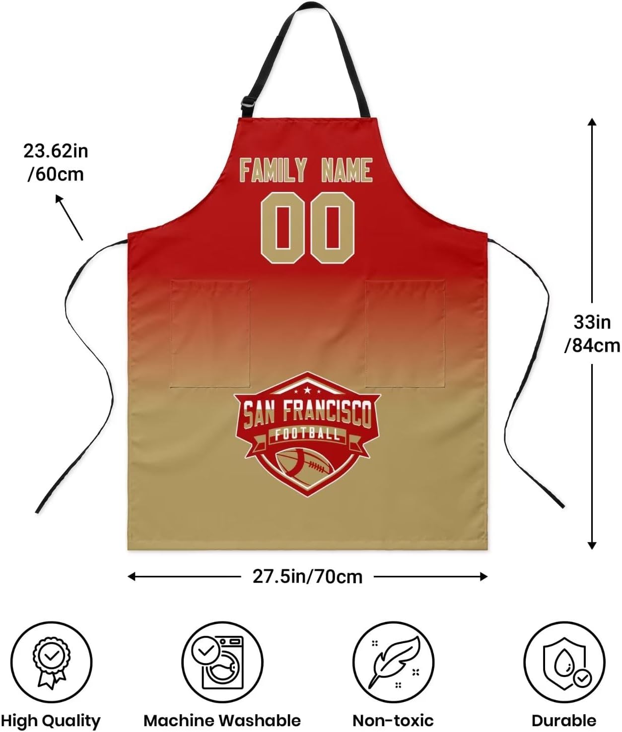 Delantal personalizado con nombres y números personalizados, regalo para mamá y esposa, fanáticos, mujeres, cocina de cocina