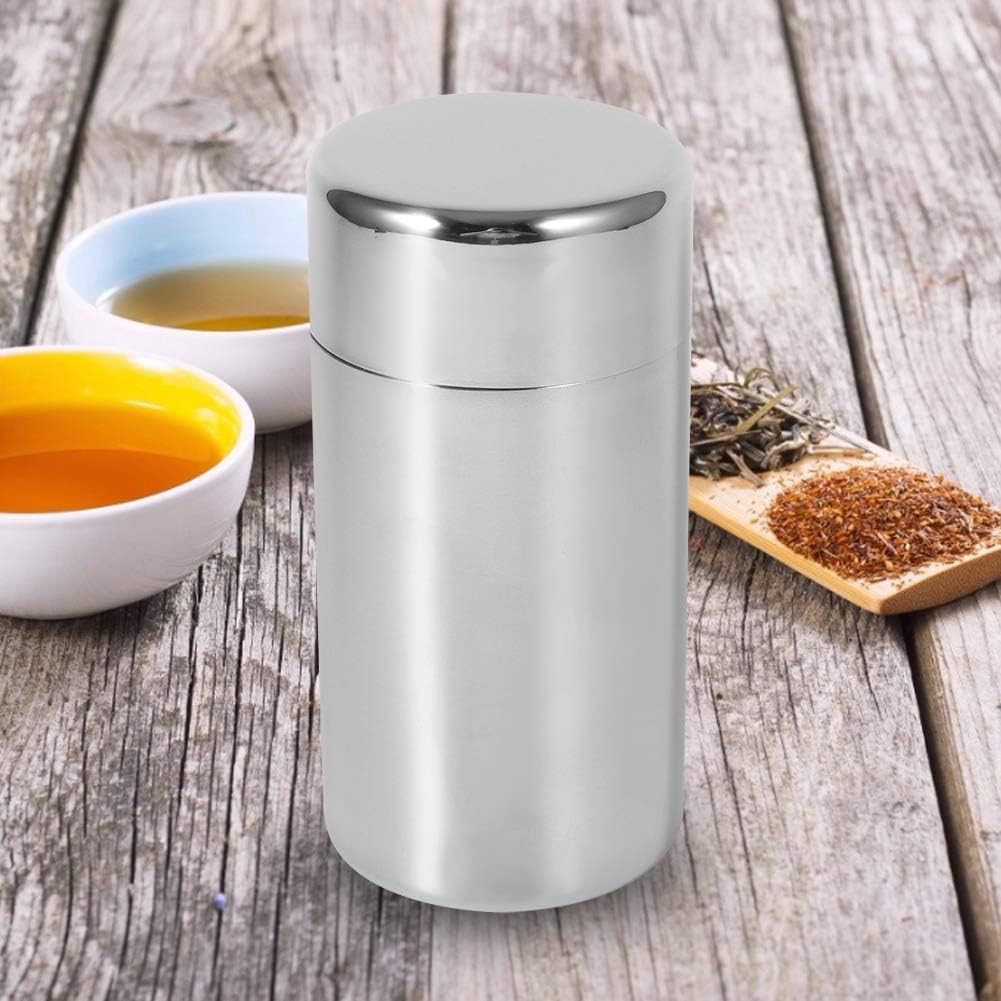 Recipiente pequeño de lata de té, recipiente de acero inoxidable para café y té, contenedor de almacenamiento de té de hojas sueltas, portátil con