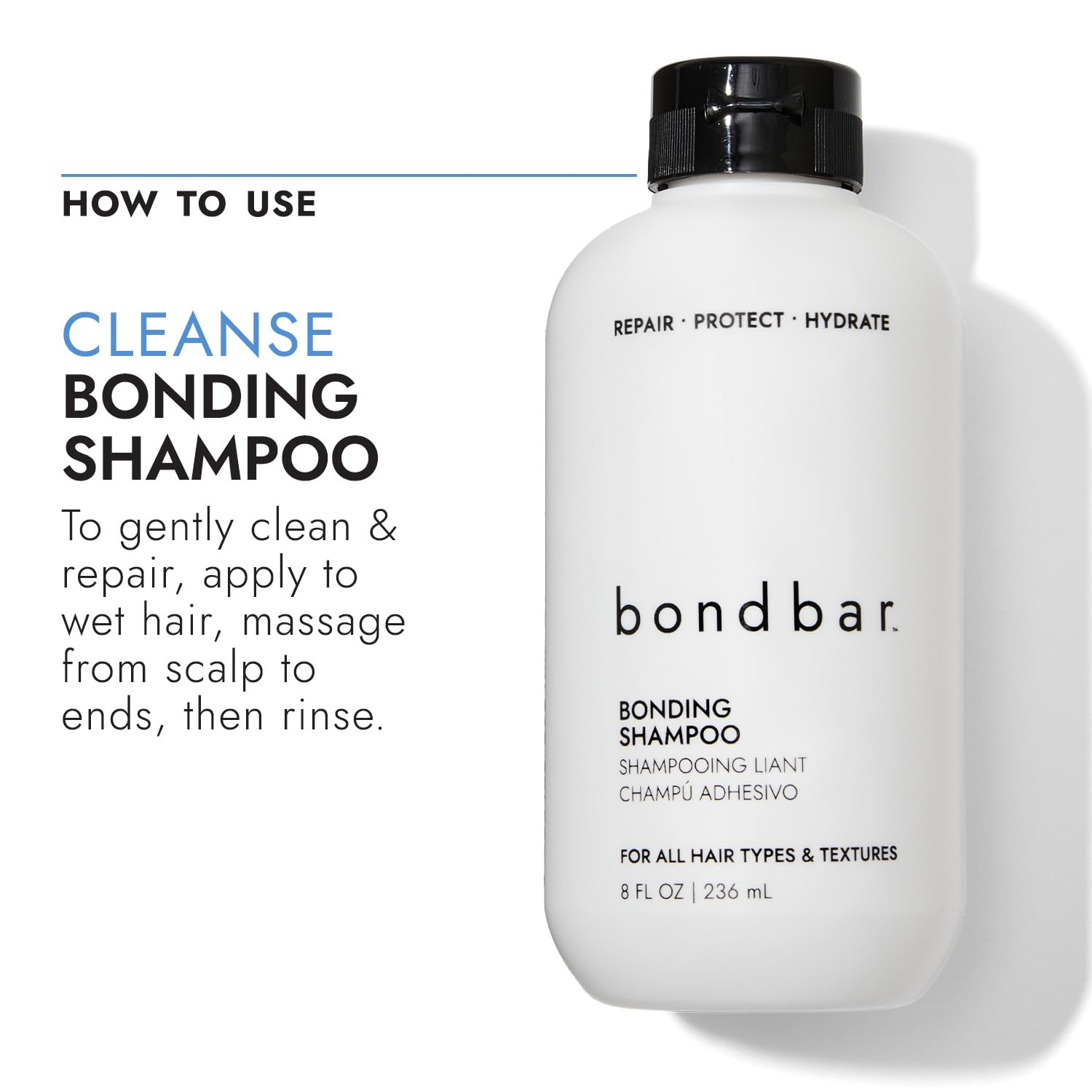 bondbar Champú y acondicionador reparador, protege, fortalece e hidrata todo tipo de cabello y texturas, evita que se vuele y encrespamiento, añade
