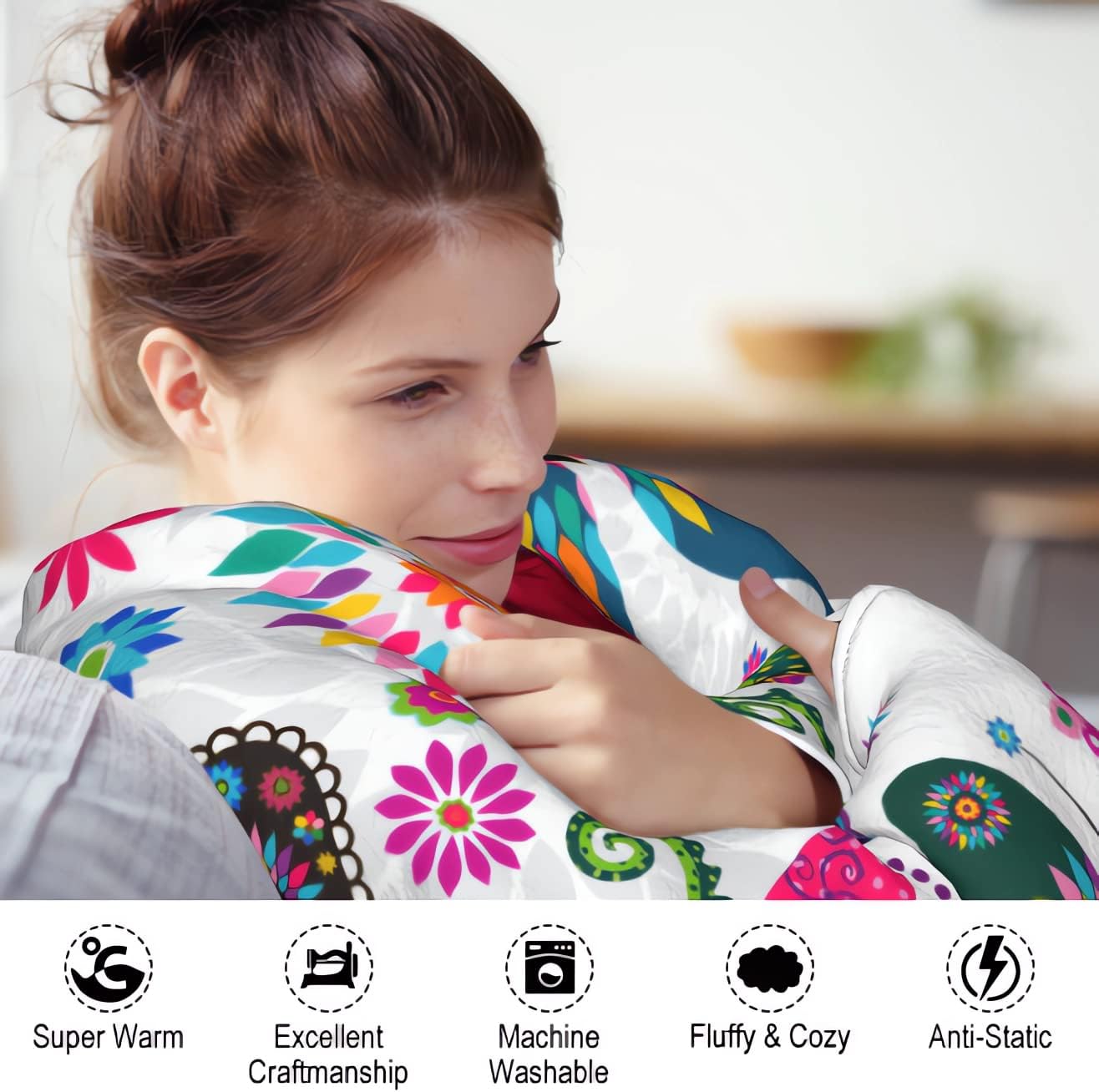 Zhung Ree Manta de franela de forro polar de microfibra de flores de mariposa coloridas, mantas duraderas para sofá, decoración del hogar, perfecta