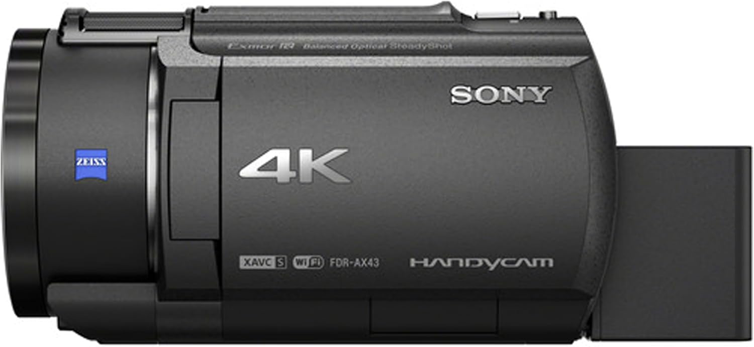 Sony FDR-AX43 UHD 4K Handycam Videocámara con tarjeta de memoria de 64 GB + micrófono + luz de video LED y más