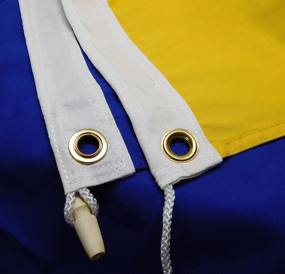 Premium 4×6 Ukraine Ukrainian Plain Embroidered 100% Cotton Flag 4’x6′ 3 Clips