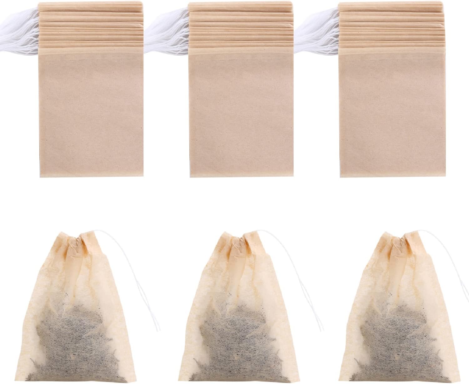 Paquete de 400 bolsas de filtro de té desechables con cordón, seguras y naturales, de papel sin blanquear, infusor de té, bolsa vacía con cordón