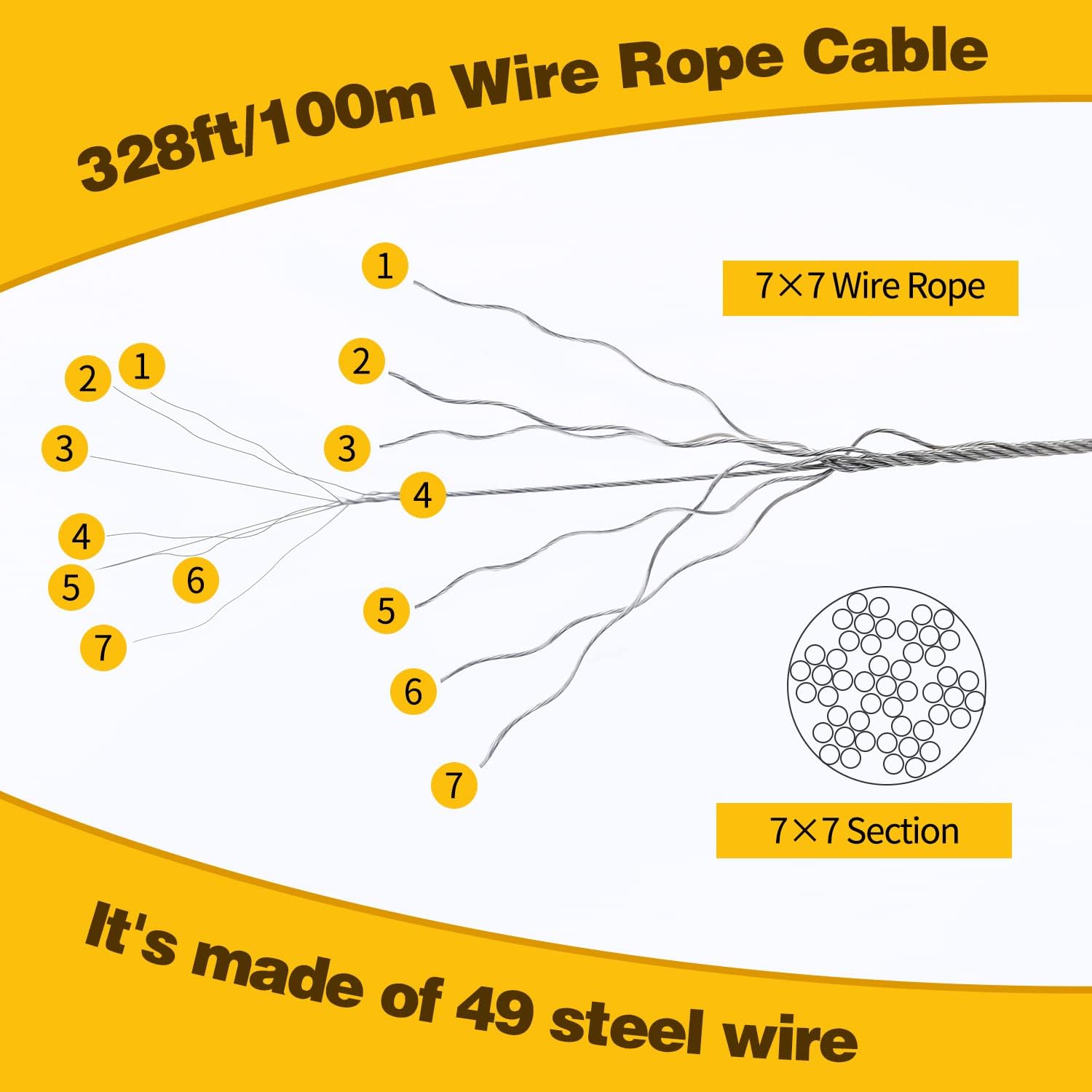 Kit de herramientas de prensado de cuerda de alambre de 656 pies, cable de cuerda de alambre de acero inoxidable con mangas de prensado de aluminio