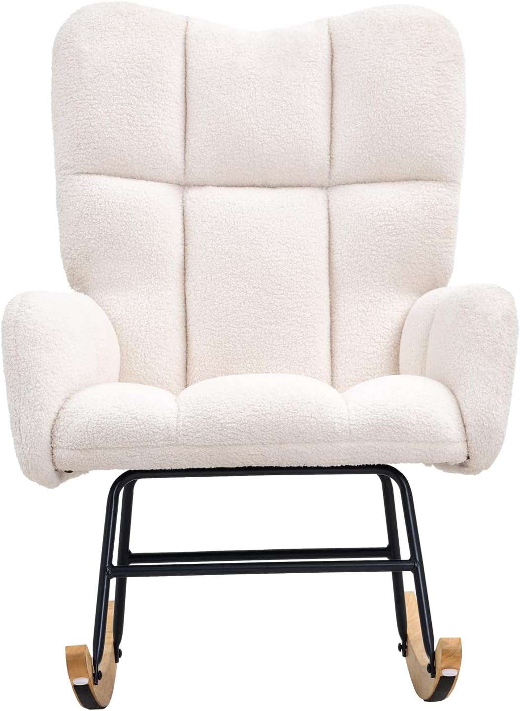 VEVOR Mecedora para guardería, mecedora deslizante con asiento suave y respaldo alto, capacidad de peso de 250 libras, tela de peluche, silla