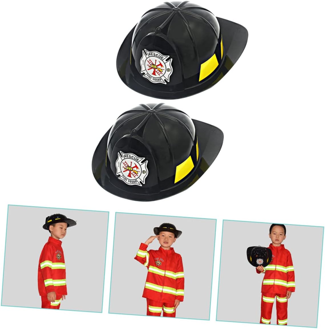 Toyvian Casco de bombero, casco de seguridad para niños, camión de bomberos, 2 unidades, sombrero de bombero, sombrero de bombero, disfraz de casco