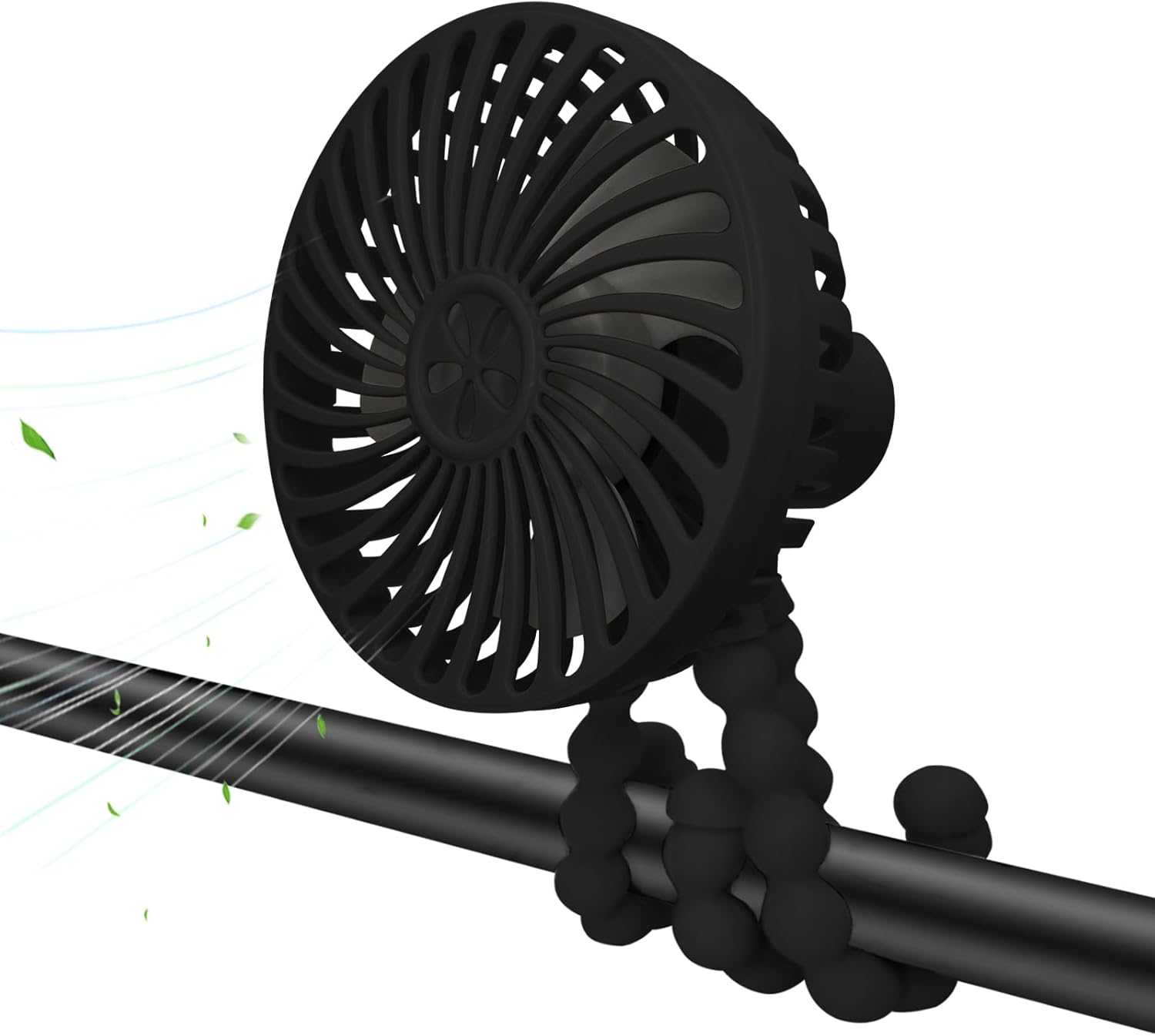 Stroller Fan, 3 Speed Adjustable Portable Fan, USB Rechargeable Battery Powered, Handheld Fan with Flexible Tripod, Suitable for Cribs and