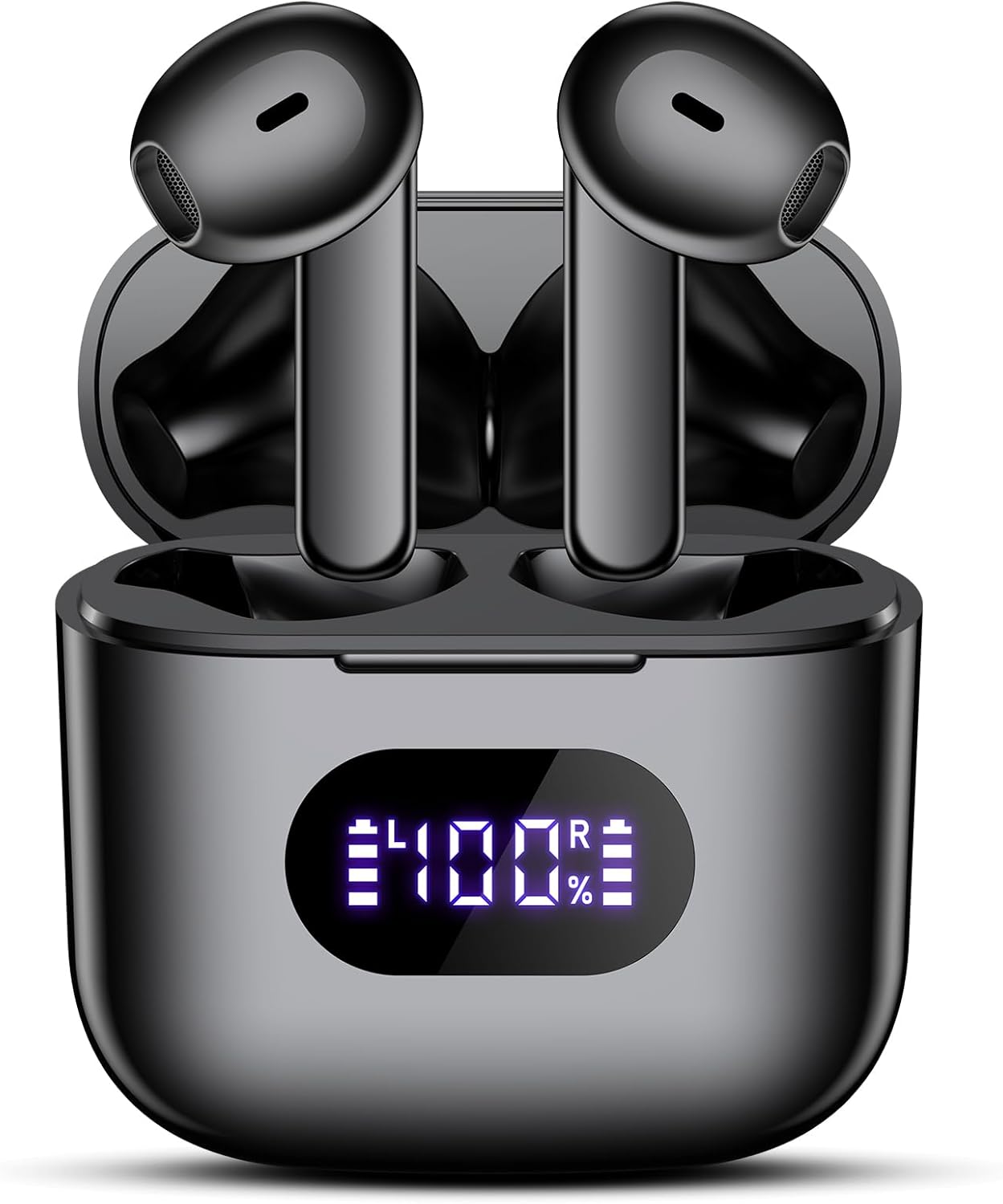 Auriculares inalámbricos, auriculares Bluetooth V5.3, auriculares con batería de 48 horas de larga duración pantalla de alimentación LED, bajo